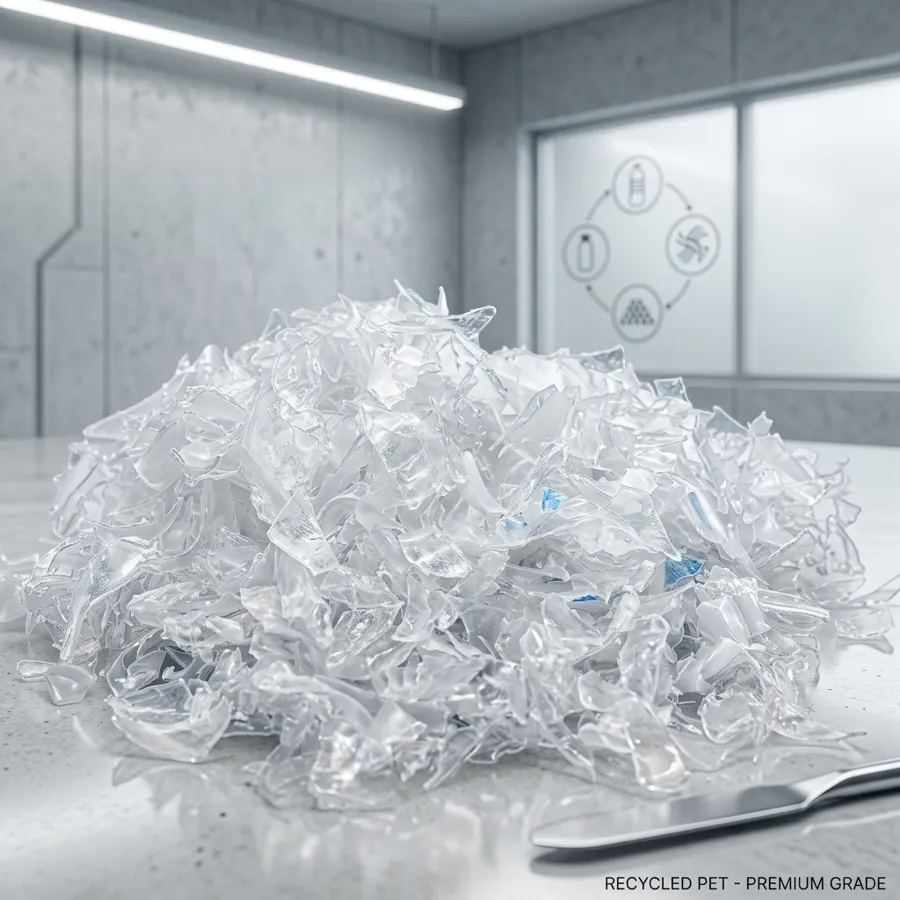 Clear recycled PET flakes